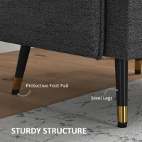 HOMCOM Modern Armchair, Upholstered Accent Chair with Tufted Back Cushion and Steel Legs for Living Room, Bedroom, Dark Grey(m-5)