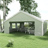 Outsunny Heavy Duty Party Tent, 19.5' x 19' Large Sun Shade Canopy Tent for Parties, Events, BBQ Grill, White(m-8)