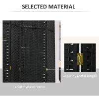 HOMCOM Folding Room Divider Screen 6 Panel 5.6 ' Tall Privacy Screen Freestanding Room Partition for Home Office, Black(m-6)