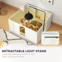 PawHut Whelping Box for Dogs with Retractable Light Stand, Washable Waterproof Pee Pad & Adjustable Door, 39" x 38" x 19"(m-4)
