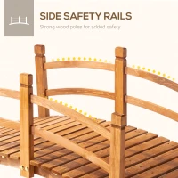 Outsunny 5FT Wooden Garden Bridge Classic Arc Footbridge with Guardrails for Stream Pond Walkway, Orange(m-4)