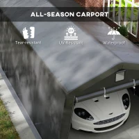 Outsunny 11' x 20' Portable Garage, Heavy Duty Carport Canopy with Ventilation Windows and Large Roll-up Door, Dark Grey(m-4)