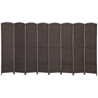 HOMCOM Folding Room Divider Screen 8 Panel 5.6 ' Tall Privacy Screen Freestanding Room Partition for Home Office, Brown(m-1)