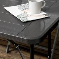 Outsunny Foldable Patio Dining Table for 6, Rectangular Outdoor Table for Garden Lawn Backyard, Dark Grey(m-10)