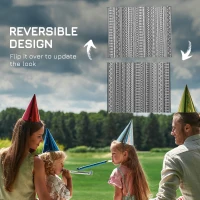 Outsunny Reversible Outdoor Rug Carpet RV Camping Rugs with Carry Bag, 8' x 10', Gray & Cream White Boho(m-7)