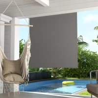 Outsunny 6' x 6' Patio Door Blinds, Outdoor Roller Shades, Cordless Roll Up Shade for Porch Gazebo, Light Grey(m-8)