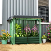 Outsunny Galvanized Steel Planter Box with Crop Cage and Shade Cloth, Raised Garden Bed for Flowers, Vegs and Herbs(m-8)