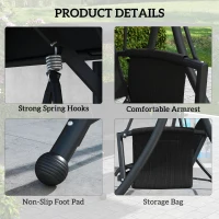 Outsunny 3 Person Outdoor Porch Swing Chair with Adjustable Canopy, Black(m-6)