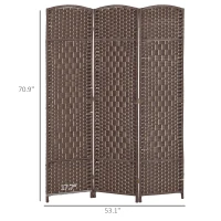 HOMCOM Folding Room Divider Screen 3 Panel 6' Tall Privacy Screen Freestanding Wood Partition for Home Office, Brown(m-3)