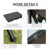 Outsunny Patio Swing Chair, 3 Person Convertible Hammock, Outdoor Swing Lounge Bed, Cushioned with Tilt Canopy, Dark Grey(m-5)