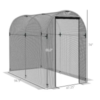Outsunny Galvanized Steel Crop Cage, Plant Protection Tent with Zippered Door, 4' x 8', Black(m-3)