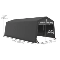 Outsunny 11' x 20' Portable Garage, Heavy Duty Carport Canopy with Ventilation Windows and Large Roll-up Door, Dark Grey(m-3)