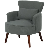 HOMCOM Modern Accent Chair, Upholstered Armchair with Solid Wood Legs and Lumbar Pillow for Living Room, Grey(m-2)