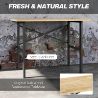 HOMCOM 46" Work bench Table Oak Wood Top, Heavy-Duty Steel Work Table High Stability Workstation, Natural Wood(m-4)