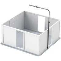 PawHut Whelping Box for Dogs with Retractable Light Stand, Washable Waterproof Pee Pad & Adjustable Door, 39" x 38" x 19"(m-1)