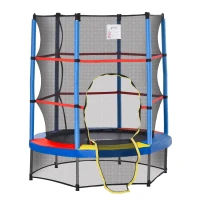 Outsunny 55" Kids Trampoline with Enclosure Net for Indoor/Outdoor, Trampoline for Boys and Girls Age 3-6 Years, Multi-Coloured(m-16)