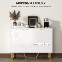 HOMCOM Sideboard Buffet Cabinet with Adjustable Shelves, Living Room Cabinet, TV Cabinet for 50 Inch TV, White(m-6)