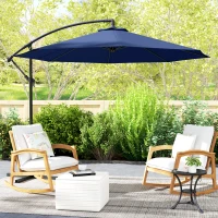 Outsunny 10' Cantilever Tilt Offset Patio Umbrella w/ UV & Water Safe Material & Cross Base (Weight Not Included), Navy Blue(m-10)