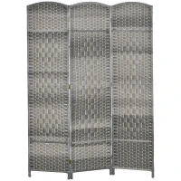HOMCOM Folding Room Divider Screen 3 Panel 6' Tall Privacy Screen Freestanding Wood Partition for Home Office, Mixed Gray(m-1)