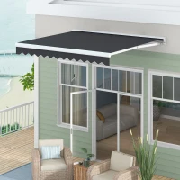 Outsunny 10' x 8' Motorized Awning, Electric Retractable Awning with Remote Controller, Aluminum Frame for Patio Door Window(m-8)
