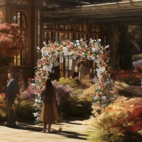 Outsunny 6.6 x 6.6FT Gold Backdrop Stand, Square Metal Wedding Arch for Birthday Party, Bridal Shower, Graduation, Ceremony(m-10)