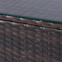 Outsunny 4 Pieces Rattan Sofa Set Wicker Patio Sofa Set with Loveseat Chairs Glass Top Coffee Table for Garden Outdoor Khaki(m-9)