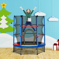 Outsunny 55" Kids Trampoline with Enclosure Net for Indoor/Outdoor, Trampoline for Boys and Girls Age 3-6 Years, Multi-Coloured(m-10)