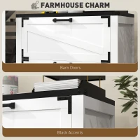 HOMCOM 2 Drawer Filing Cabinet, Farmhouse Office Storage Cabinet with Adjustable Hanging Bars for Letter, A4, Legal Size, White(m-4)