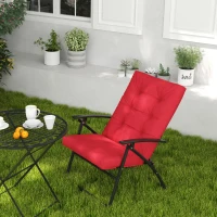 Outsunny Foldable Lounge Chair, Fabric Upholstered Recliner, Outdoor Lounger with Armrest, Metal Frame for Backyard, Red(m-8)