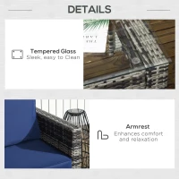 Outsunny 6pcs Garden Furniture Sofa Set, 8-Seater Outdoor Sofa Sectional with 3 Loveseat Wicker Sofa with Cushions(m-6)