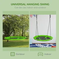 Outsunny 43.25" Saucer Swing, Nest Web Rope Seat with Adjustable Hanging Ropes, for Indoor Outdoor Children 3-12 Years Old, Green(m-7)