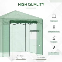Outsunny 8' x 6' Portable Pop Up Greenhouse, Outdoor Walk-in Hot House with Roll-up Door & 2 Windows, Foldable Garden Green House for Plants Herbs Vegetables, Green(m-4)