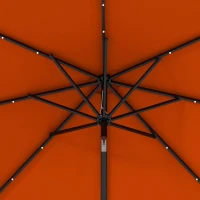 Outsunny 9ft Solar Patio Umbrella Outdoor Sunshade 24 LED Lights Tilt Canopy Orange(m-10)