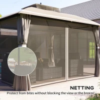 Outsunny 10' x 12' Outdoor Gazebo, Double Roof Patio Gazebo Canopy with Netting and Curtains for Garden, Lawn, Backyard, Deck(m-6)