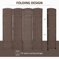 HOMCOM Folding Room Divider Screen 4 Panel 6' Tall Privacy Screen Freestanding Wood Partition for Home Office, Brown(m-4)