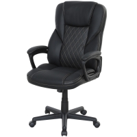 HOMCOM High Back Ergonomic Office Chair, PU Leather Executive Desk Chair with Adjustable Height and Swivel Wheels, Black