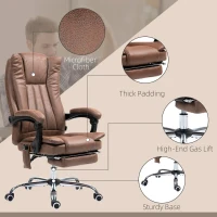 Vinsetto Massage Office Chair with 6 Points and Heat, Reclining Computer Chair with Adjustable Height and Footrest, Brown(m-7)