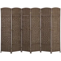 HOMCOM Folding Room Divider Screen 6 Panel 6' Tall Privacy Screen Freestanding Wood Partition for Home Office, Brown(m-1)
