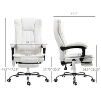 Vinsetto Massage Office Chair with 6 Points and Heat, Reclining Computer Chair with Adjustable Height and Footrest, White(m-3)