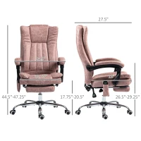 Vinsetto Massage Office Chair with 6 Points and Heat, Reclining Computer Chair with Adjustable Height and Footrest, Pink(m-3)