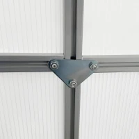 Outsunny 6' x 8' x 6.5' Walk-in Greenhouse, Polycarbonate Greenhouse with Adjustable Roof Vent, Base, Sliding Door, Clear(m-10)