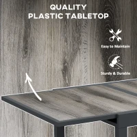 Outsunny Extendable Dining Table, Rectangular Patio Outdoor Table with Aluminum Frame and Plastic Board Tabletop for Lawn, Grey(m-6)