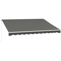 Outsunny 13' x 10' Electric Retractable Awning Sun Shade Shelter w/ Remote Controller for Deck Balcony Yard, Light Grey(m-10)