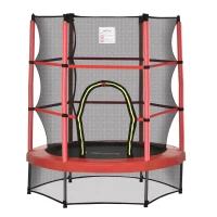 Outsunny 55" Kids Trampoline with Enclosure Net for Indoor/Outdoor, Trampoline for Boys and Girls Age 3-6 Years, Red(m-11)
