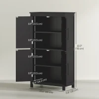 HOMCOM Farmhouse Bathroom Storage Cabinet, Bathroom Floor Cabinet with Barn Doors and Adjustable Shelf, Black(m-3)