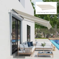 Outsunny 11' x 8' Outdoor Sunshade Canopy Awning Cover, Retractable Awning Fabric Replacement, UV Protection, Cream White(m-8)
