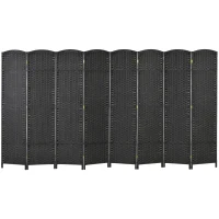 HOMCOM Folding Room Divider Screen 8 Panel 5.6 ' Tall Privacy Screen Freestanding Room Partition for Home Office, Black(m-1)