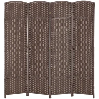 HOMCOM Folding Room Divider Screen 4 Panel 6' Tall Privacy Screen Freestanding Wood Partition for Home Office, Brown(m-1)