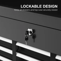 HOMCOM 6 Drawer 24" Portable Tool Box with Top Case, Ball Bearing Slides, Metal Tool Chest for Garage, Household and Warehouse(m-5)