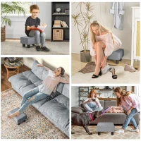 HOMCOM Ottoman Foot Rest, Small Foot Stool with Linen Fabric Upholstery and Plastic Legs, Cube Ottoman for Living Room, Gray(m-6)